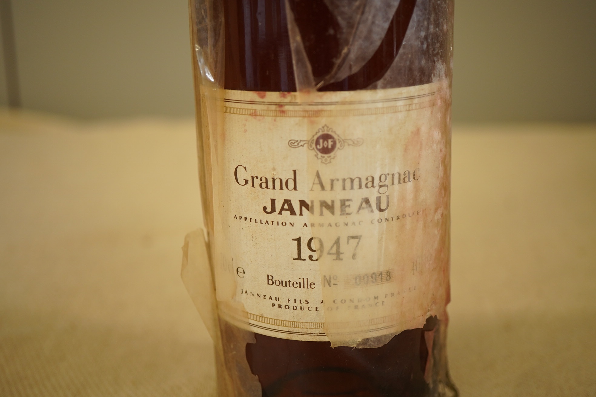 One bottle of 1947 Janneau Grand Armagnac.